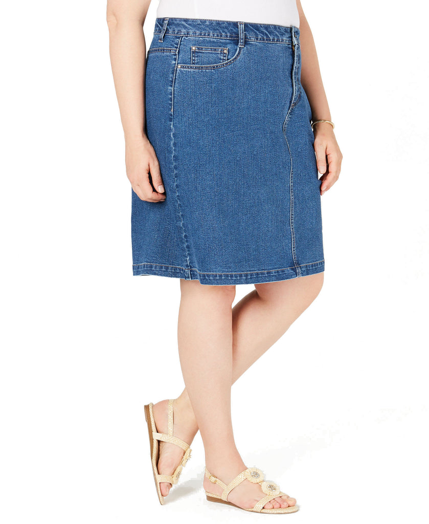 Charter Club Women Plus Denim Tummy Control Skirt