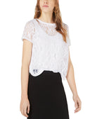 Bar III Women Sheer Burnout Mesh Top Bright White