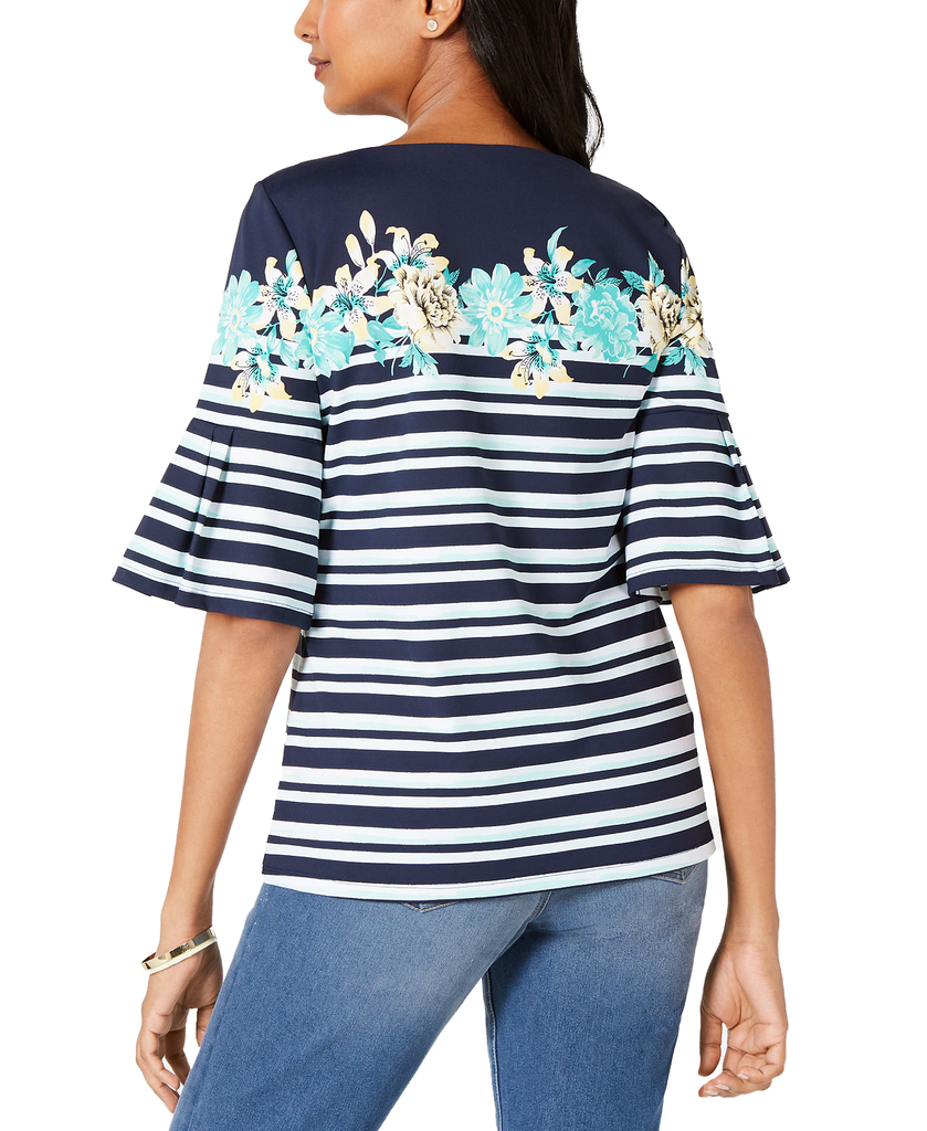 Charter Club Women Petite Printed Ruffle Sleeve Top