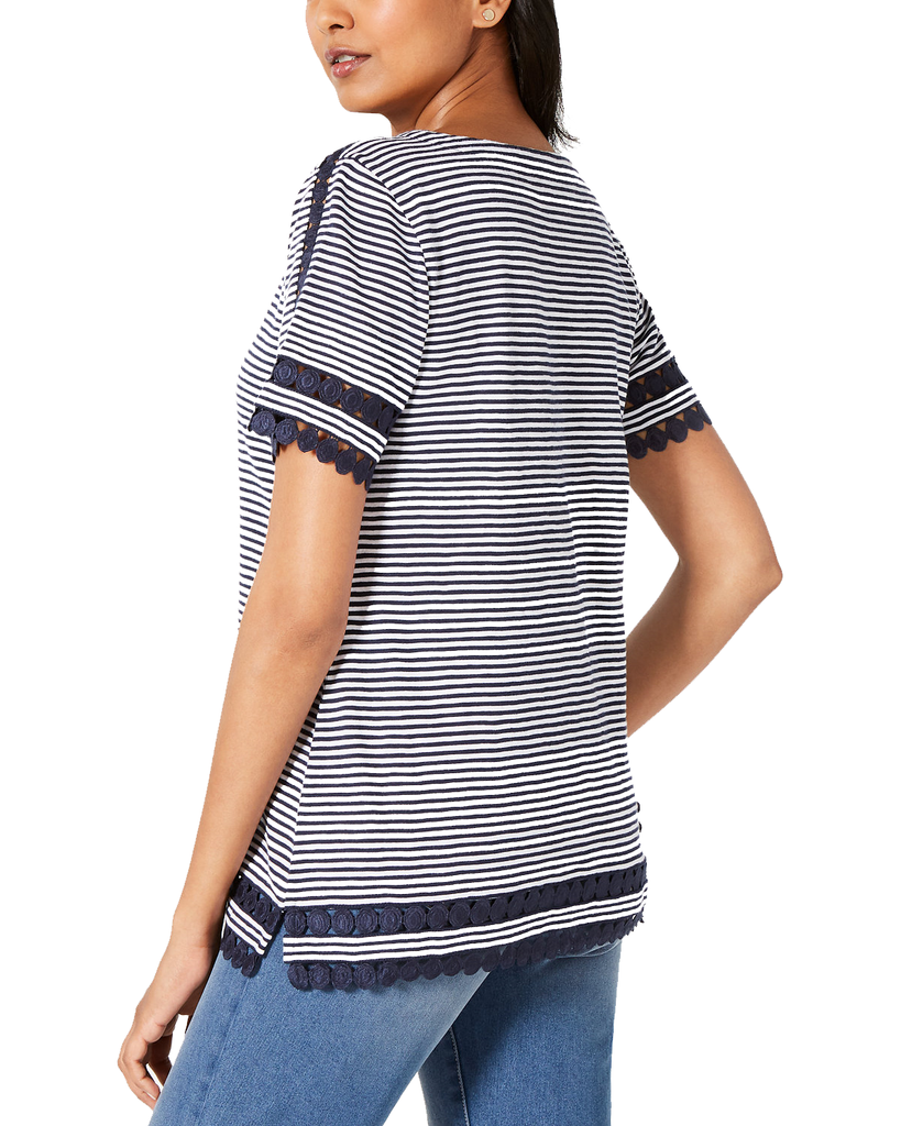 Charter Club Women Petite Cotton Circle Trim Top