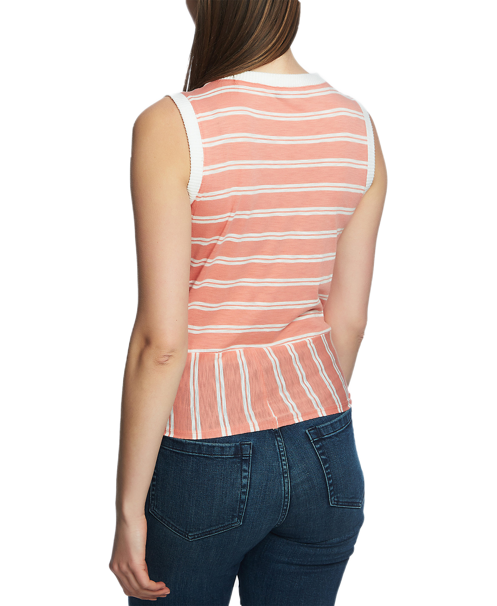 1.STATE Women Striped Twist Hem Top