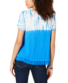 Style & Co Women Petite Tie Dye & Ruffle Hem T Shirt