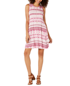 Style & Co Women Petite Sleeveless Printed Dress Waves Rose