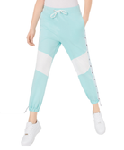 Waisted Women Colorblocked Jogger Pants Pastel Blue
