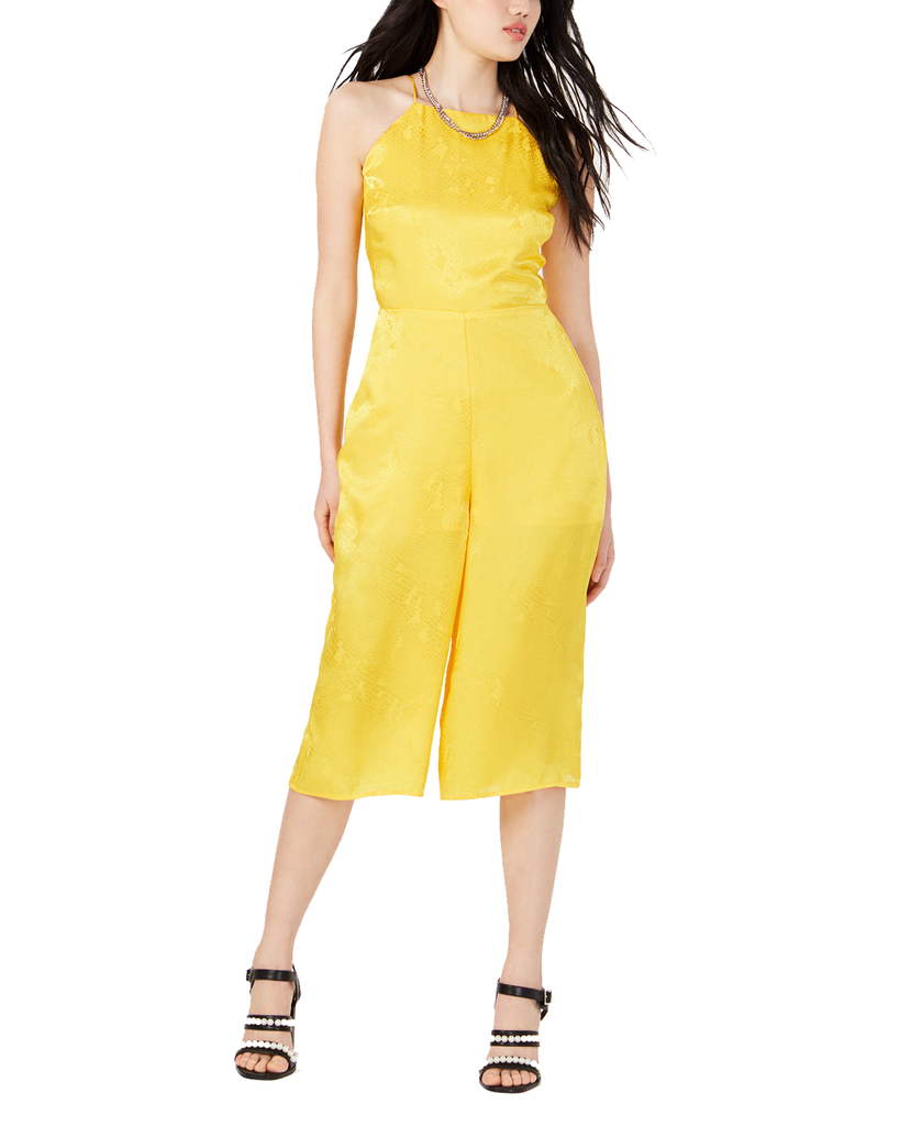 Material Girl Women Printed Gaucho Jumpsuit Lemon Chrome