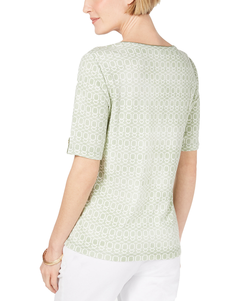 Karen Scott Women Embellished Graphic Top