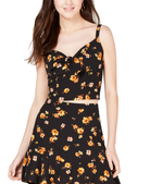 Gypsies & Moondust Women Printed Tie Front Top Black