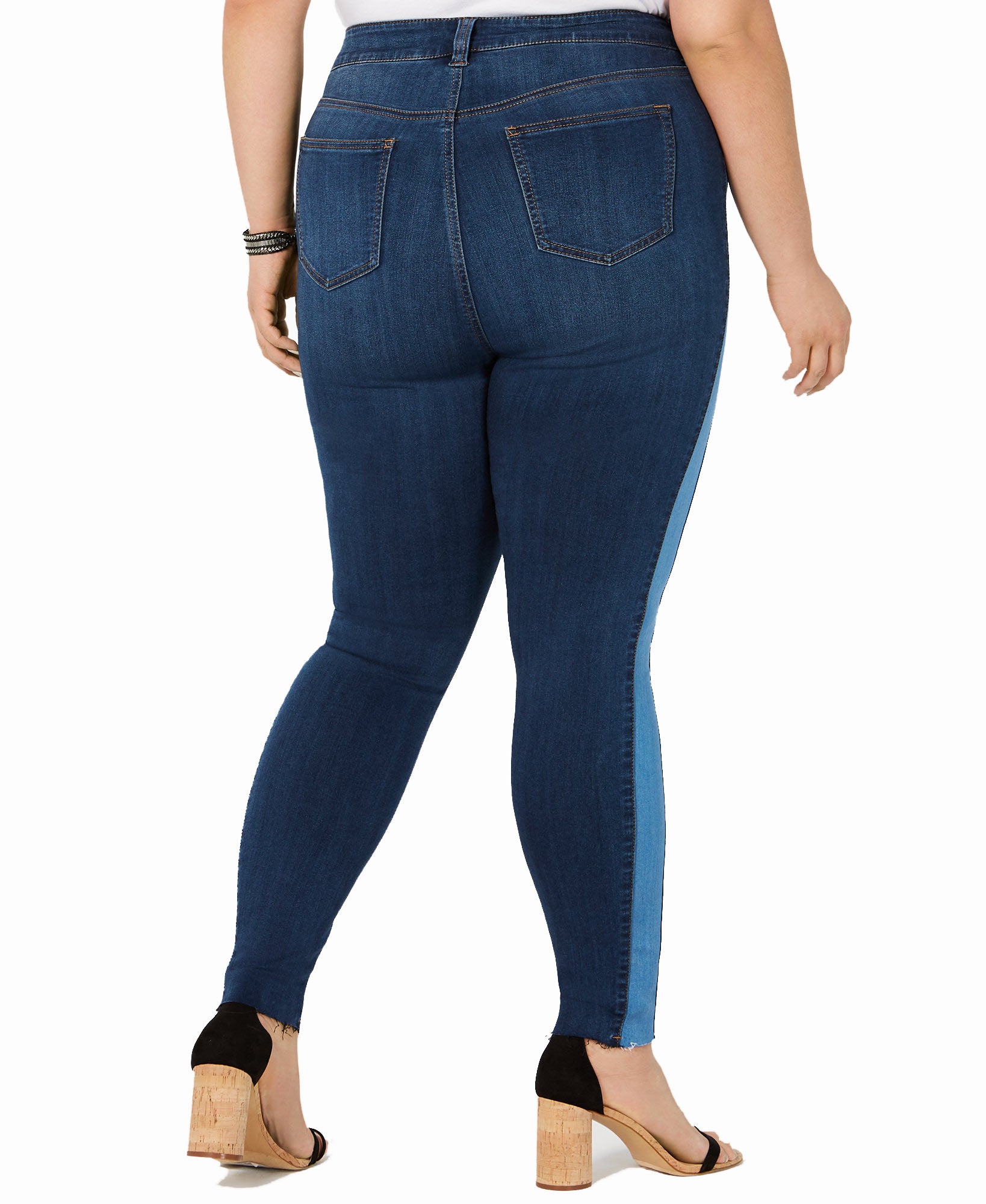 Celebrity Pink Women Plus Contrast Stripe Skinny Ankle Jeans