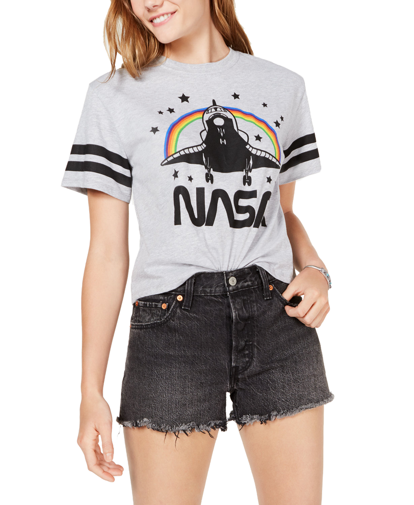 Mad Engine Women NASA T Shirt By Mighty Fine Grey Heather