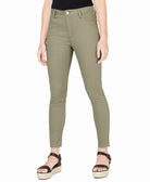 Tinseltown Colored High Rise Raw Hem Skinny Jeans Dusty Olive