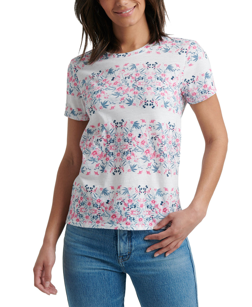 Lucky Brand Women Cotton Botanicals Print T Shirt White