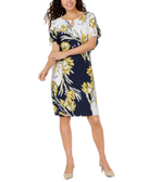 JM Collection Women Printed Embellished Flutter Sleeve Dress Amalfi Wonder