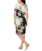 JM Collection Women Printed Embellished Flutter Sleeve Dress