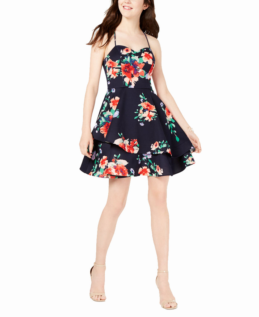 Sequin Hearts Women Floral Double Ruffle Dress