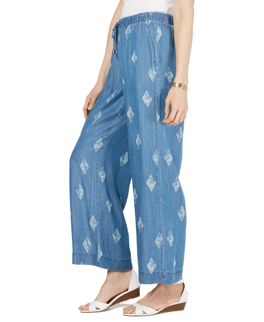 Style & Co Women Printed Wide Leg Pull On Pants