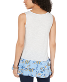 Style & Co Women Mixed Media Tiered Ruffle Top