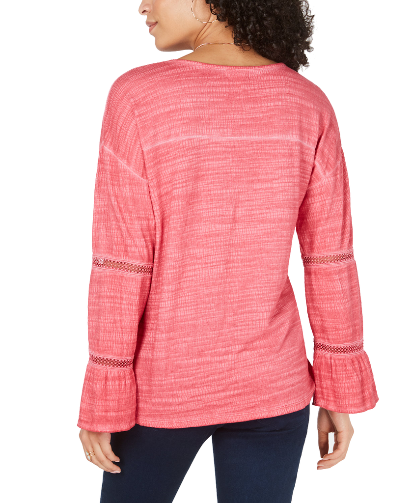 Style & Co Women Petite Tiered Sleeve Peasant Top