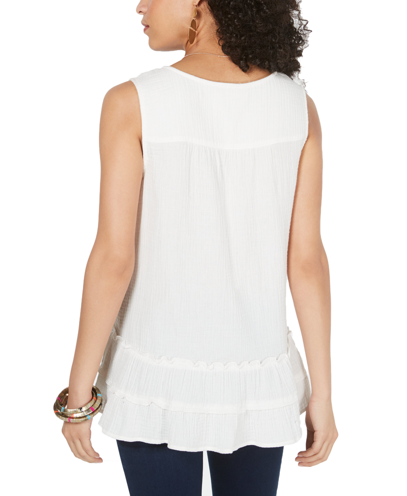 Style & Co Cotton Tiered Ruffle Hem Top