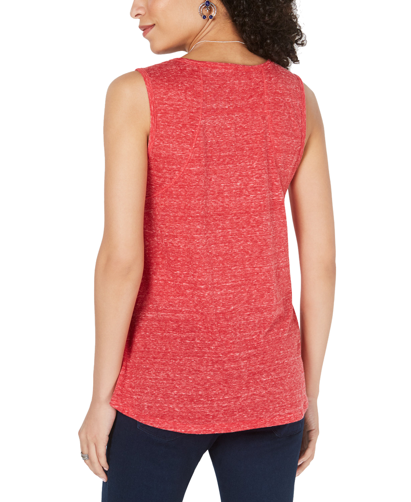 Style & Co Women Graphic V Neck Swing Top