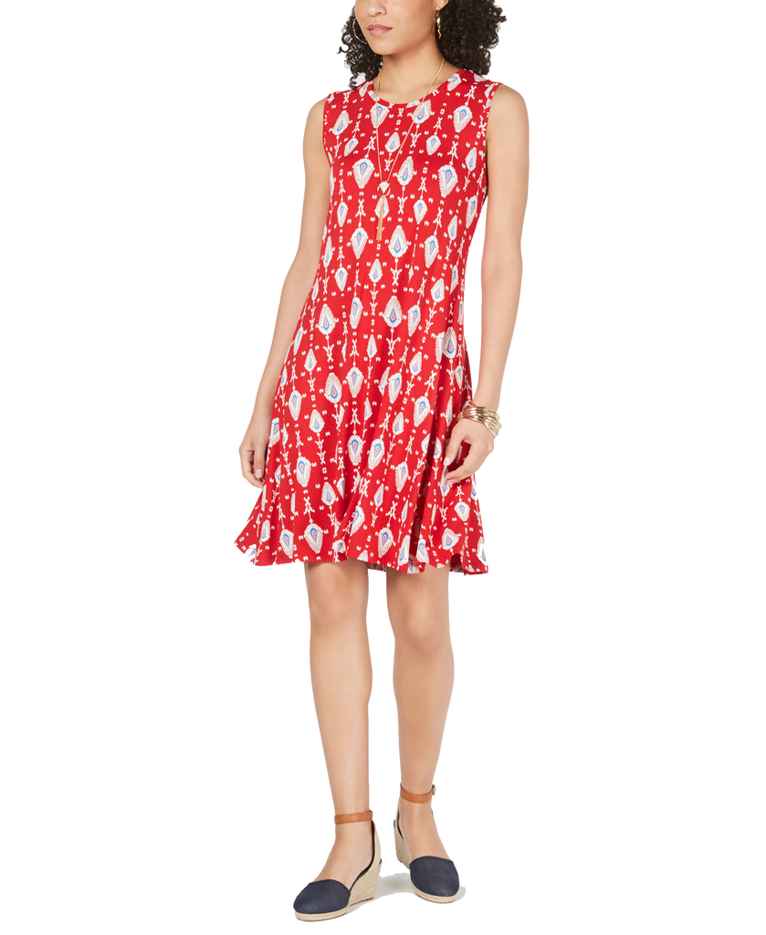 Style & Co Printed Sleeveless Swing Dress Banner Ikat