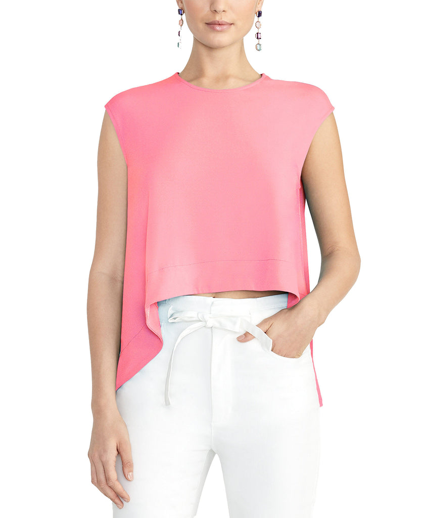 RACHEL Rachel Roy Women Asymmetrical Crop Top Neon FLamingo