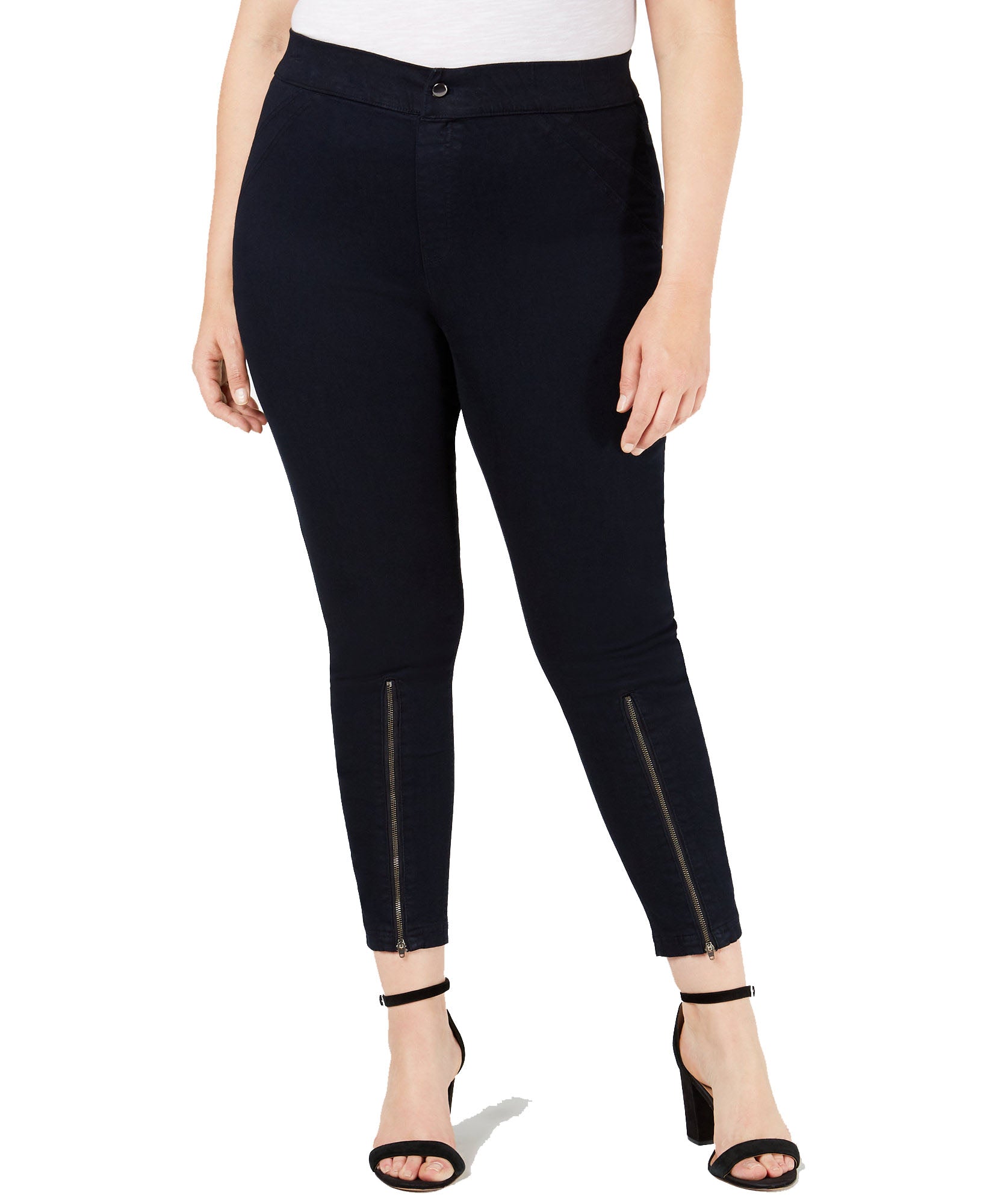 Hue Women Extreme Zip Hem Denim Leggings Dark Rinse