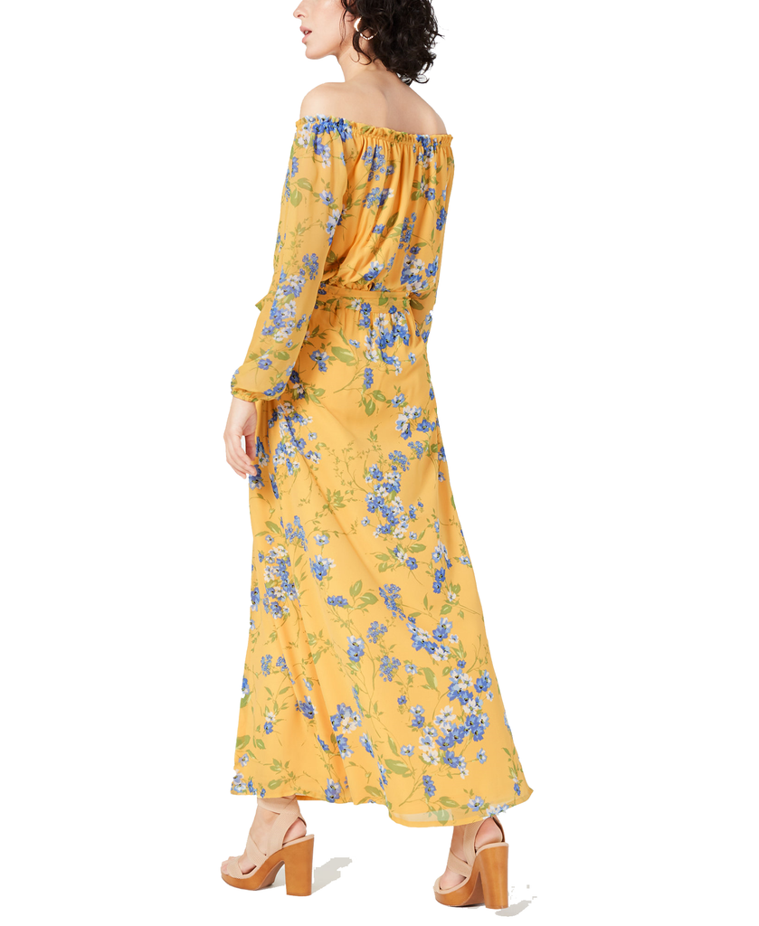 INC International Concepts Long Sleeve Off the Shoulder Floral Maxi Dress