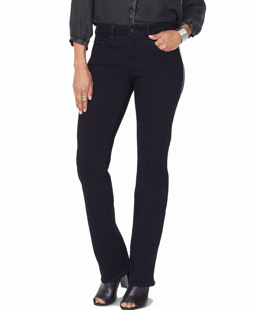 NYDJ Women Marilyn Tummy Control Embellished Straight Leg Jeans Black