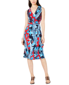 INC International Concepts Women Petite Patchwork Wrap Midi Dress Broken Flowers