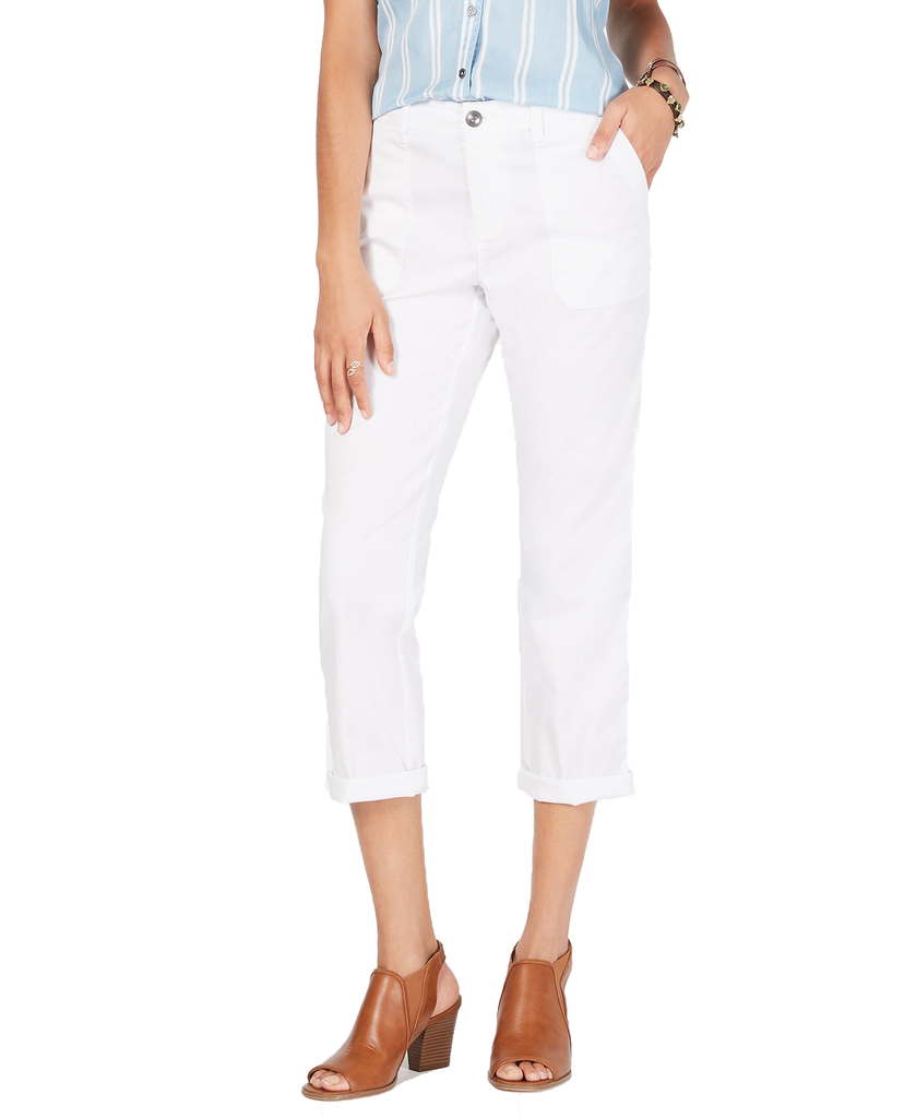 Style & Co Women Utility Pocket Capri Pants Bright White