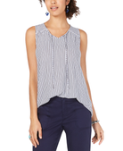 Style & Co Women Striped Sleeveless Top Tidal Stripe