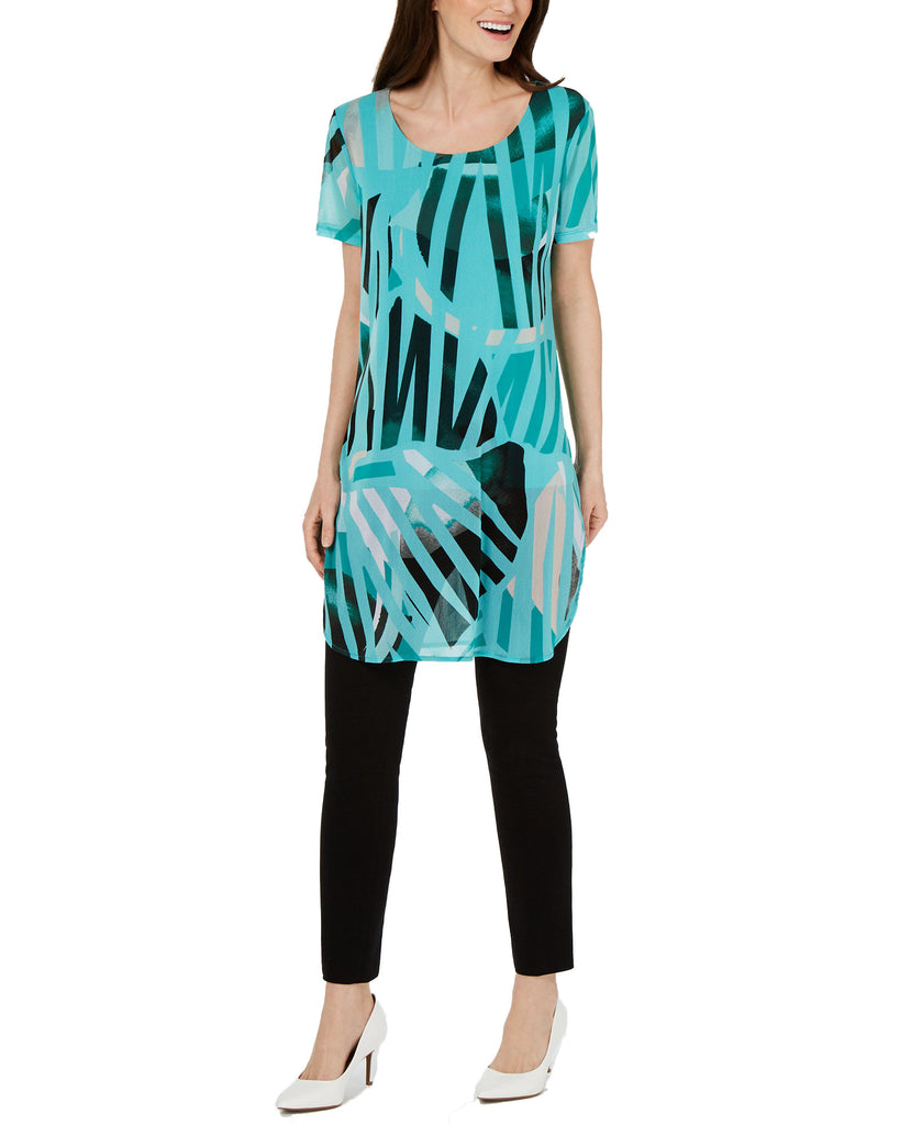 Alfani Women Petite Graphic Print Tunic Lunar Rays