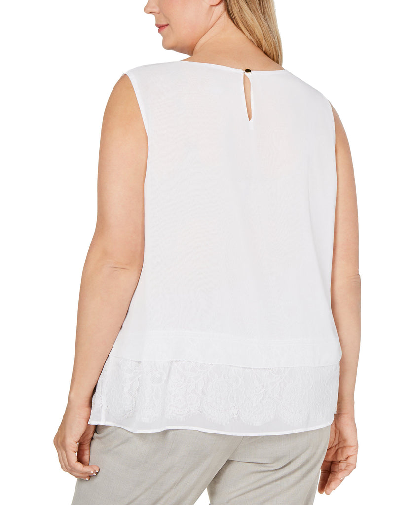 Calvin Klein Women Plus Lace Trim Sleeveless Top