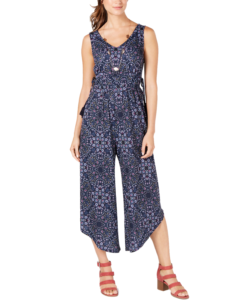 Style & Co Women Petite Printed Jumpsuit Vacay Tile