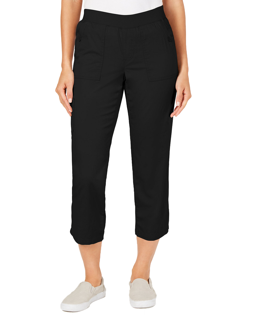 Style & Co Women Pull On Utility Capris Deep Black