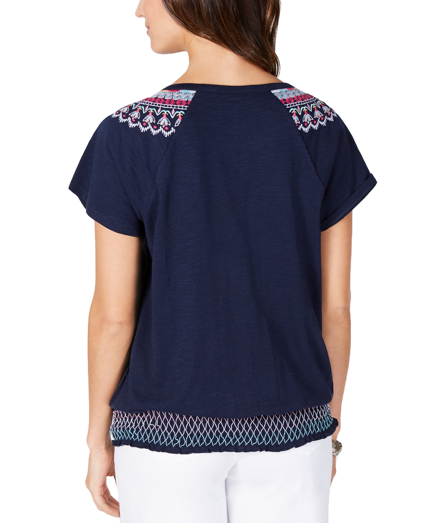 Style & Co Women Embroidered Peasant Blouse