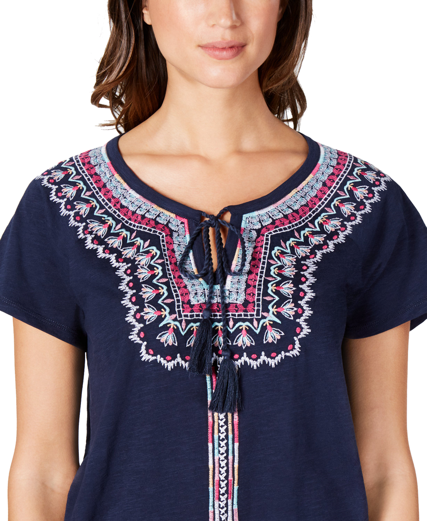 Style & Co Women Embroidered Peasant Blouse