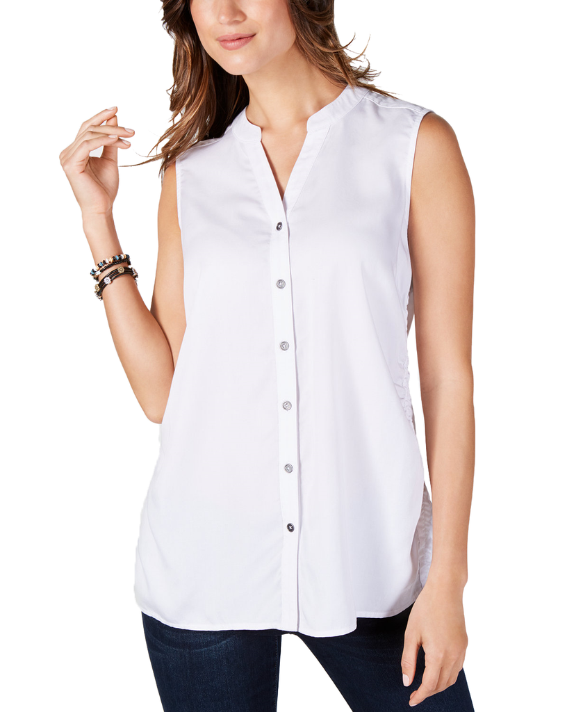 Style & Co Women Sleeveless Blouse Bright White