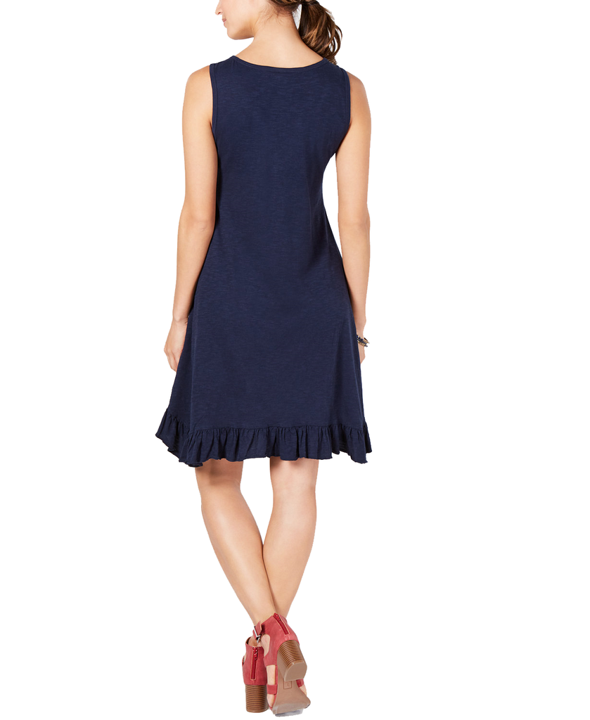 Style & Co Cotton Embroidered Ruffle Hem Dress