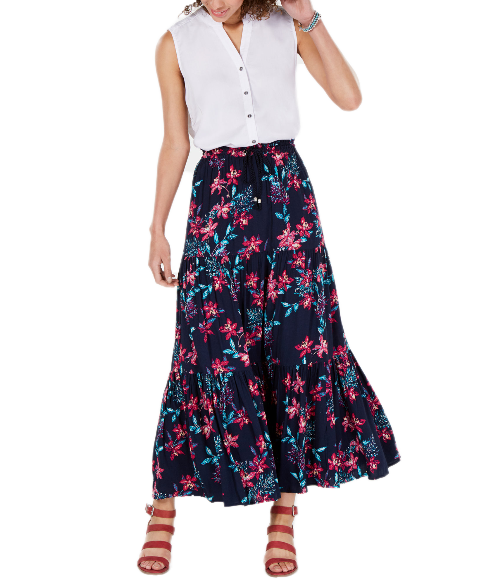 Style & Co Women Petite Cinched Side Sleeveless Top
