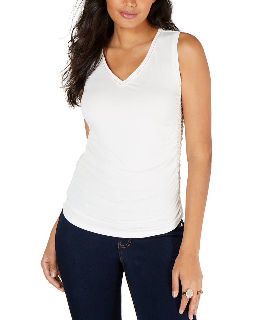 Thalia Sodi Women Sleeveless Ruched Top White