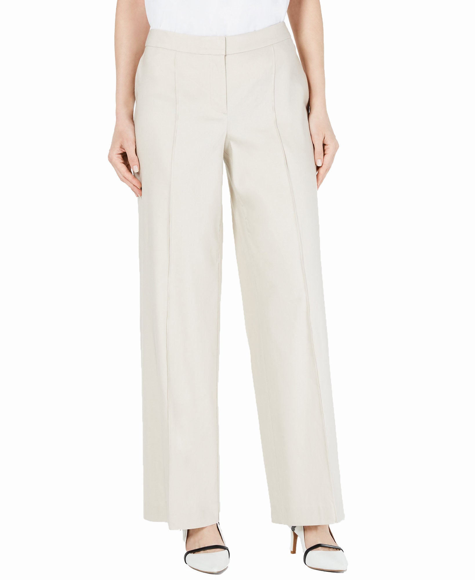 Alfani Women Petite Wide Leg Linen Pants Polished Beige