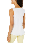 Charter Club Women Cotton Pom Pom Trim Tank Top