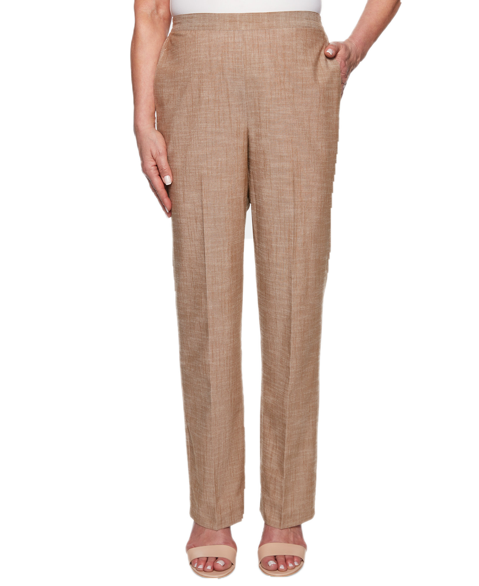 Alfred Dunner Women Petite Santa Fe Pull On Pants Coconut