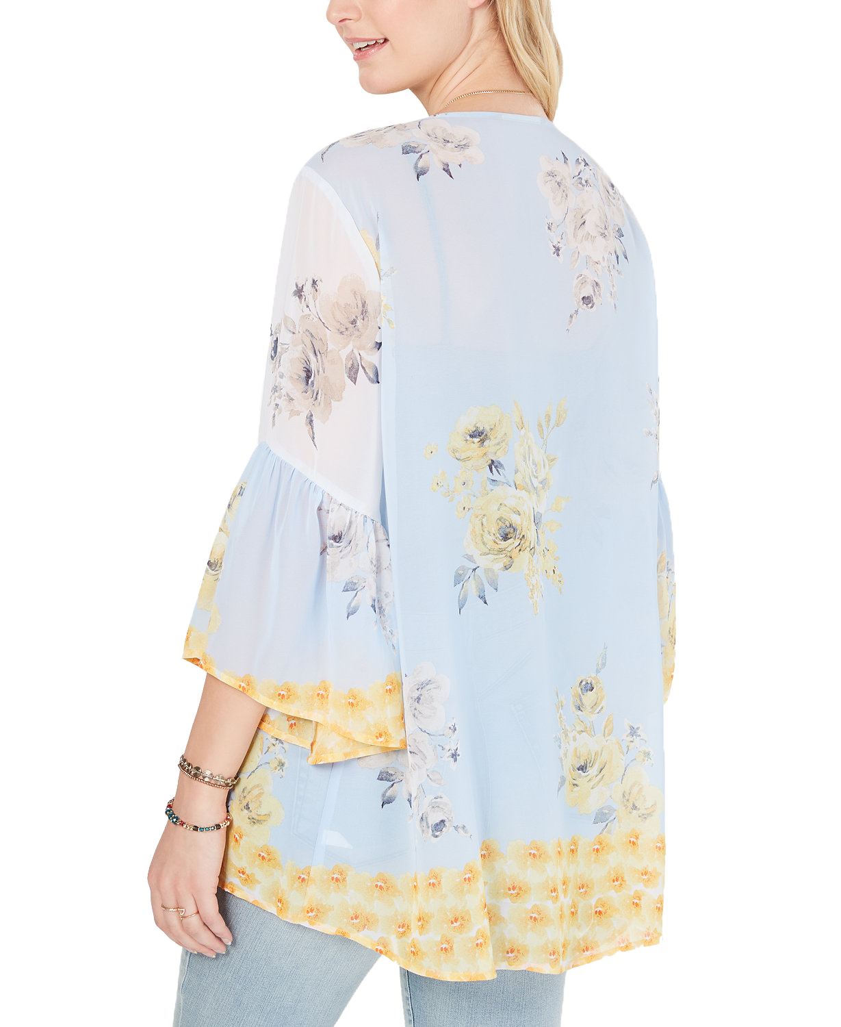 Style & Co Women Floral Print Flutter Sleeve Kimono