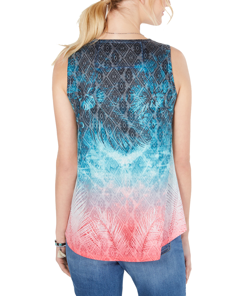 Style & Co Women Petite V Neck Printed Tank Top