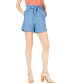 INC International Concepts Women Paperbag Jean Shorts Dark Indigo