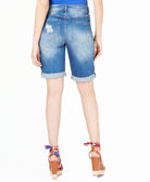 INC International Concepts Women Curvy Fit Ripped Bermuda Shorts