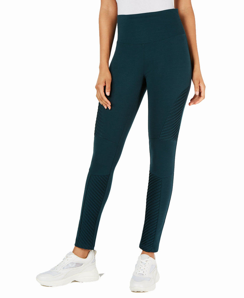 INC International Concepts Women Moto Shaping Leggings Trecking Green