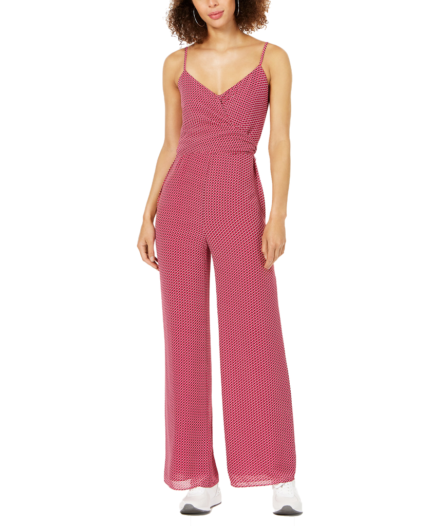 MICHAEL Michael Kors Women Dotted Wide Leg Jumpsuit Deep Fuchsia Garnet